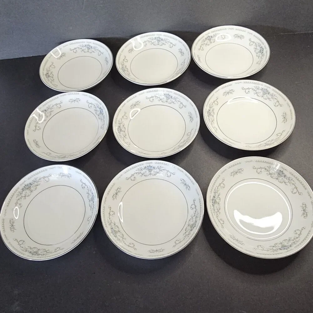 Diane Japan Set of 9 Dessert Bowls/Plates Fine Porcelain China Vtg 1980s